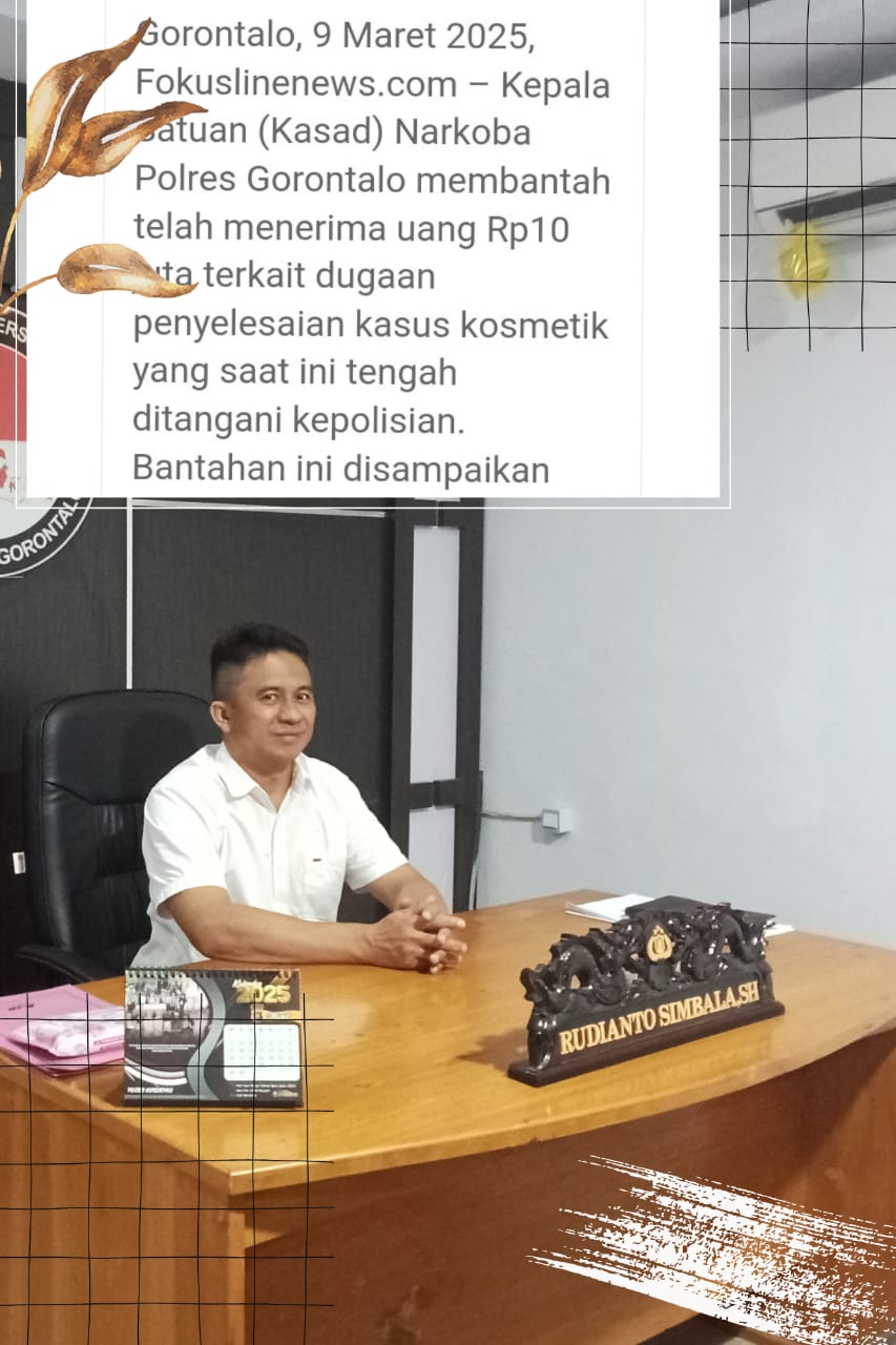 *Diduga "Mungkir Terima Uang Tanda Terima Kasih dari Terperiksa" Kasat Narkoba Kabupaten Gorontalo Buka Suara.*