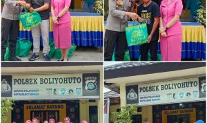 Polsek Boliyohuto Dan Bhayangkari Bagi Takjil Di Depan Polsek, Dirangkaikan Buka Puasa Bersama Awak Media