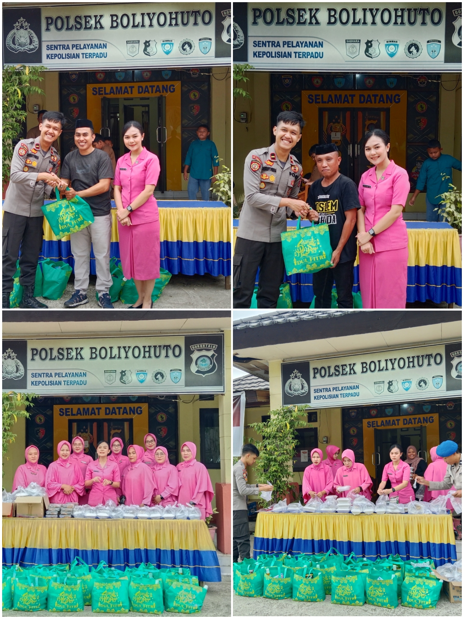 Polsek Boliyohuto Dan Bhayangkari Bagi Takjil Di Depan Polsek, Dirangkaikan Buka Puasa Bersama Awak Media