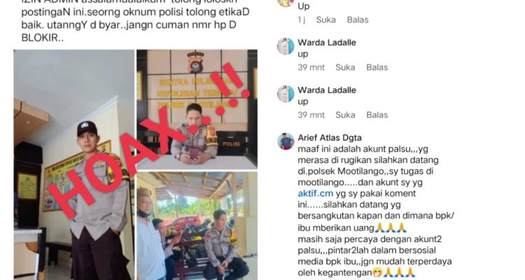 Akun Facebook Warda Ladalle Tagih Hutang Oknum Polisi, Aipda Arif: Dia Penipu, Foto Saya Diambil Dari Postingan Pribadi