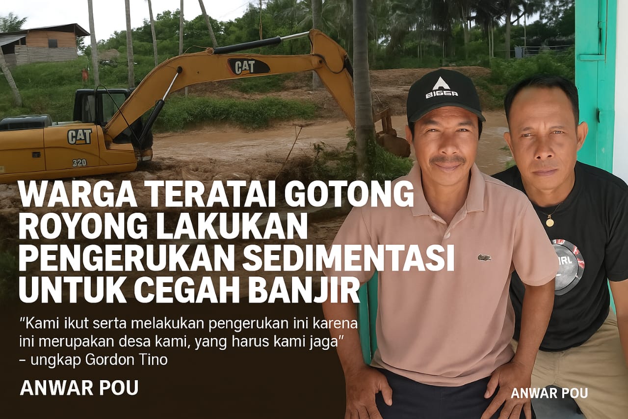 Warga Desa Teratai Kompak Gotong Royong Keruk Sedimentasi, Cegah Banjir Mengancam